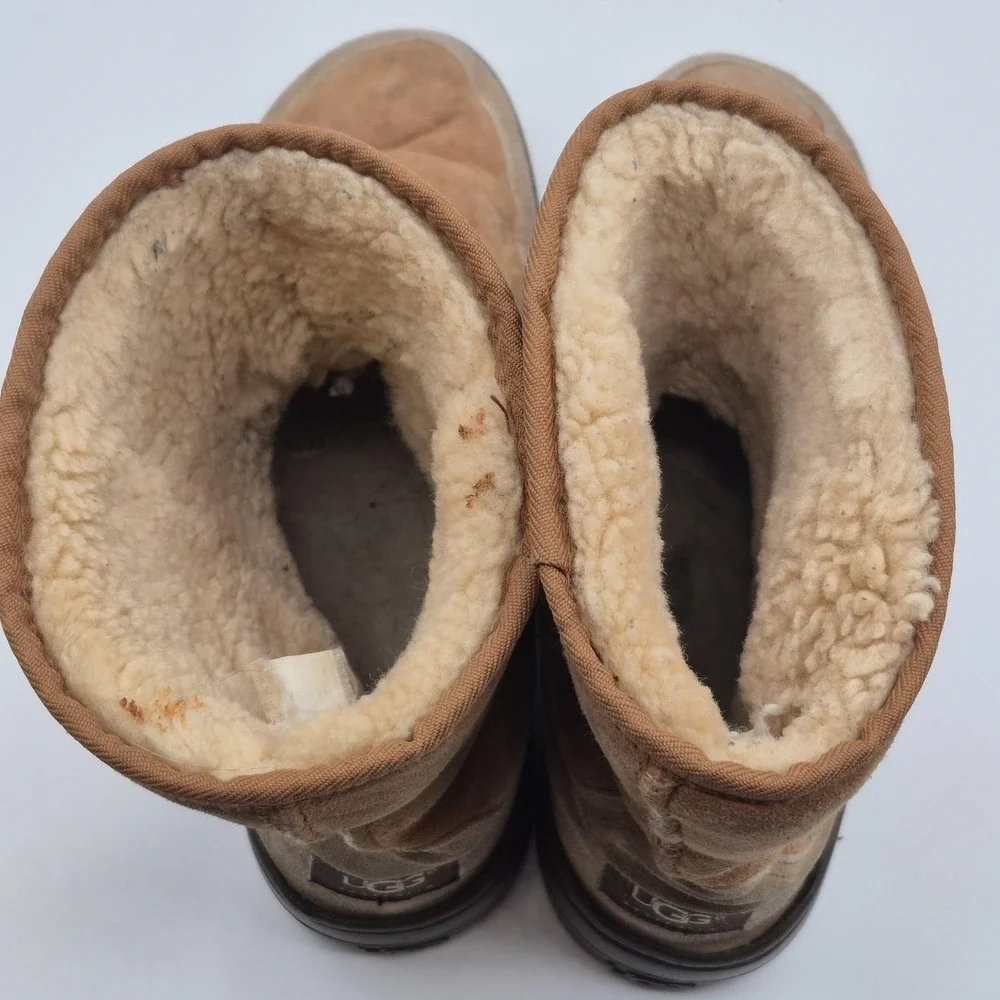 UGG Australia‎ Boots Womens Size 8 Brown Suede Shearling Lined Mid Calf Winter